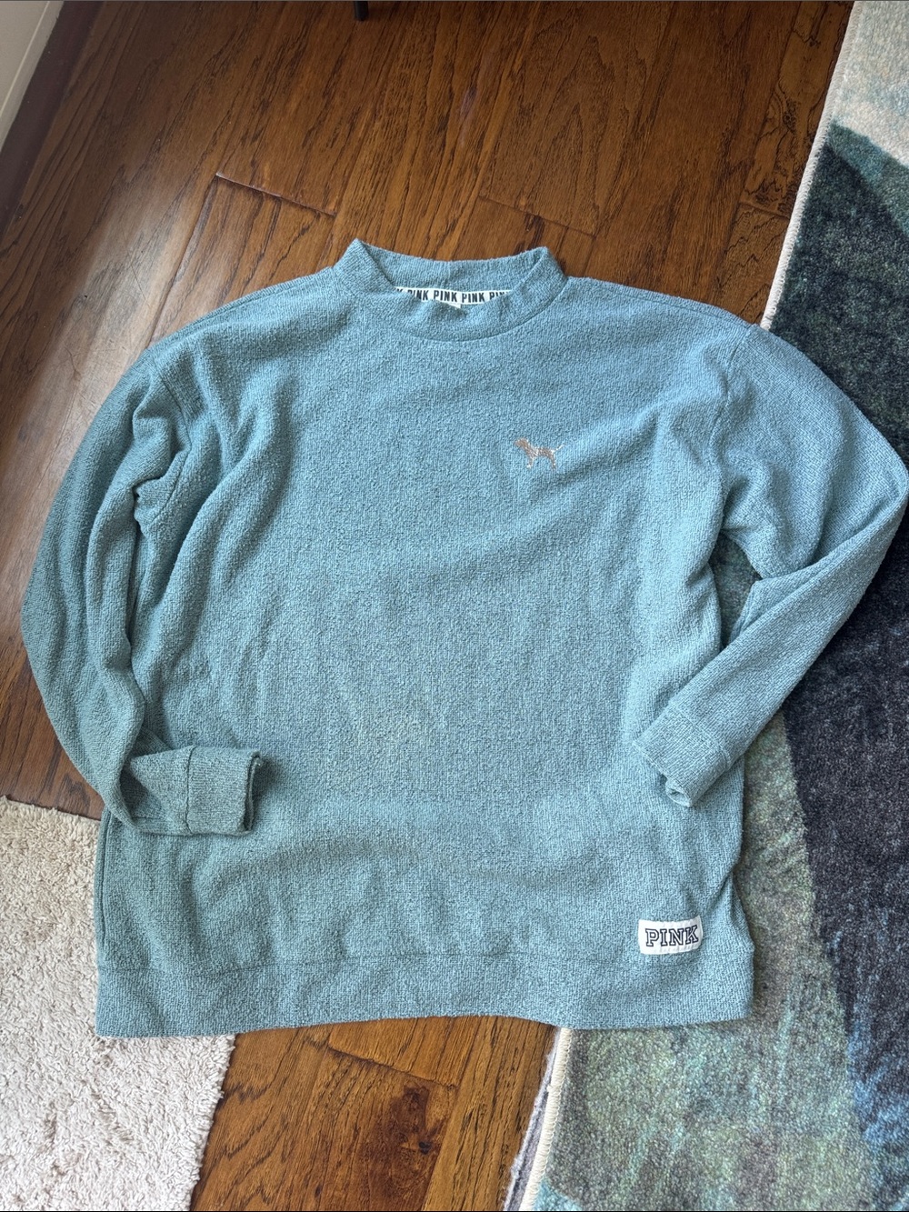 PINK Victoria's Secret women’s Seafoam Green Terry Crewneck
